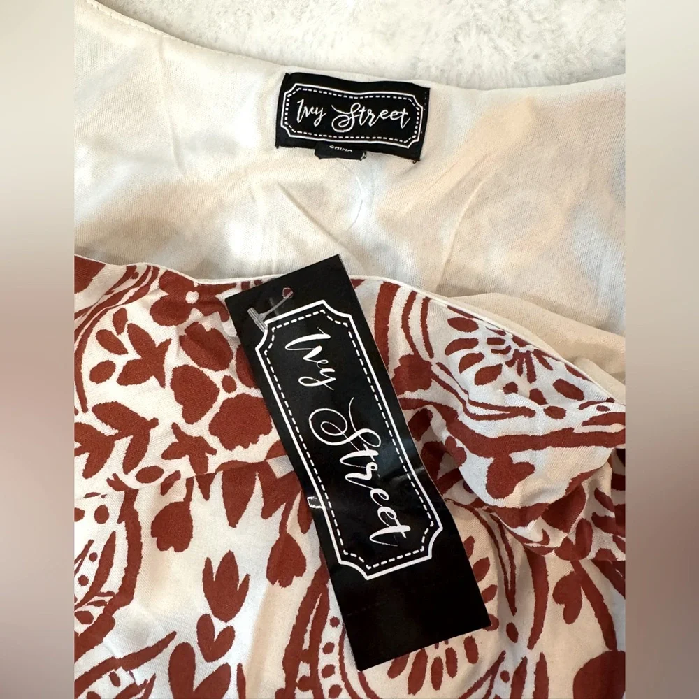 Ivy Street Bold Rust Color Medallion Print Oversized Maxi Boho Chic Dress - Picture 8 of 13